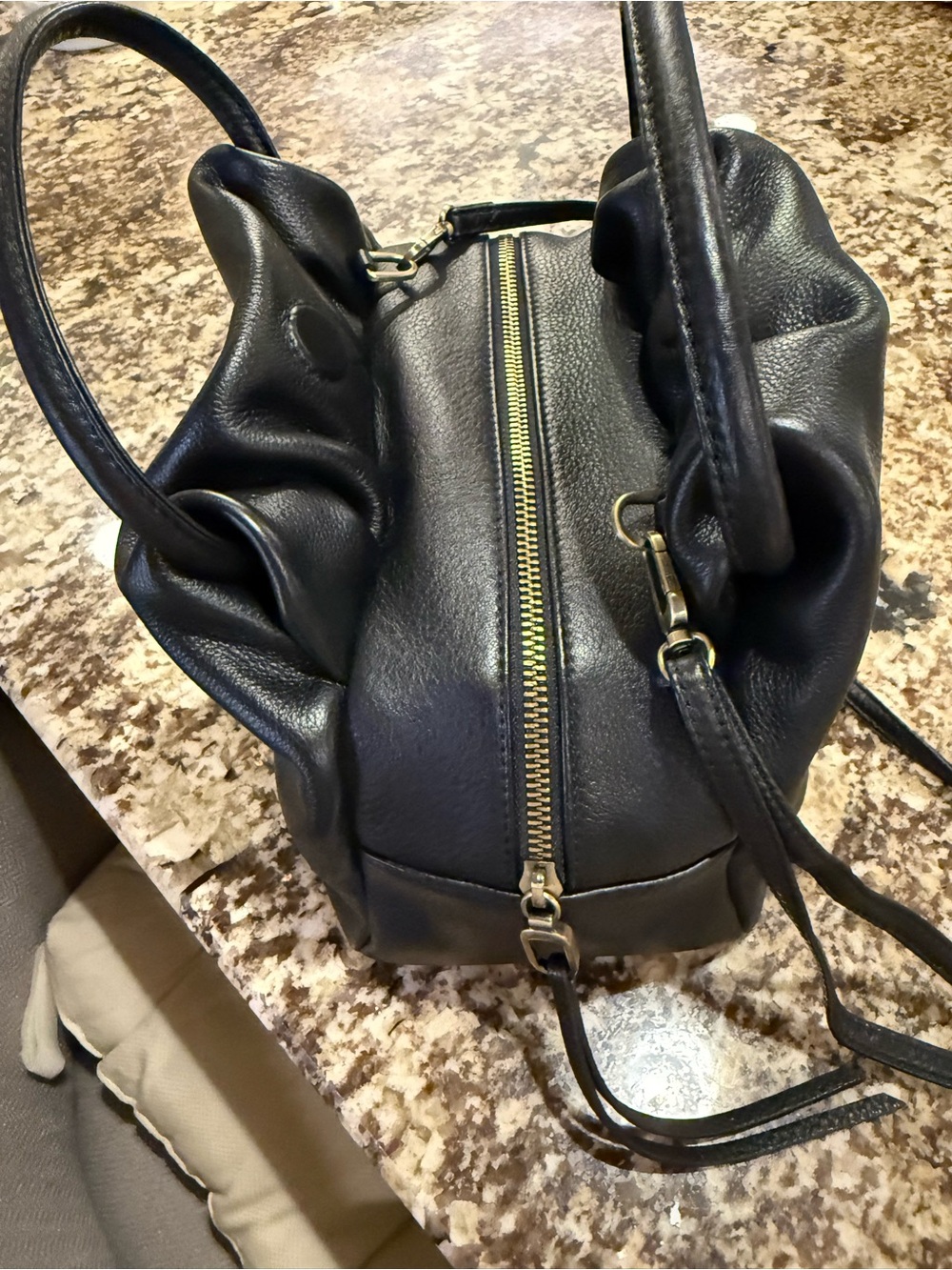 HOBO Black Pebbled Leather Shoulder Bag with Top Handles - Picture 4 of 14